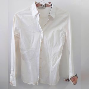 Ladies Burberry white button down shirt